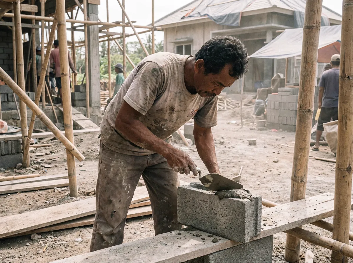 Pemasangan dinding batako