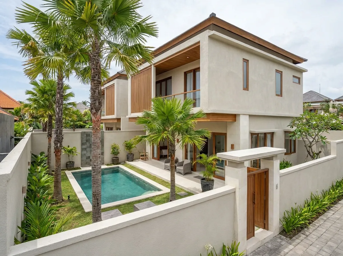 Rumah modern dengan kolam yang kami bangun